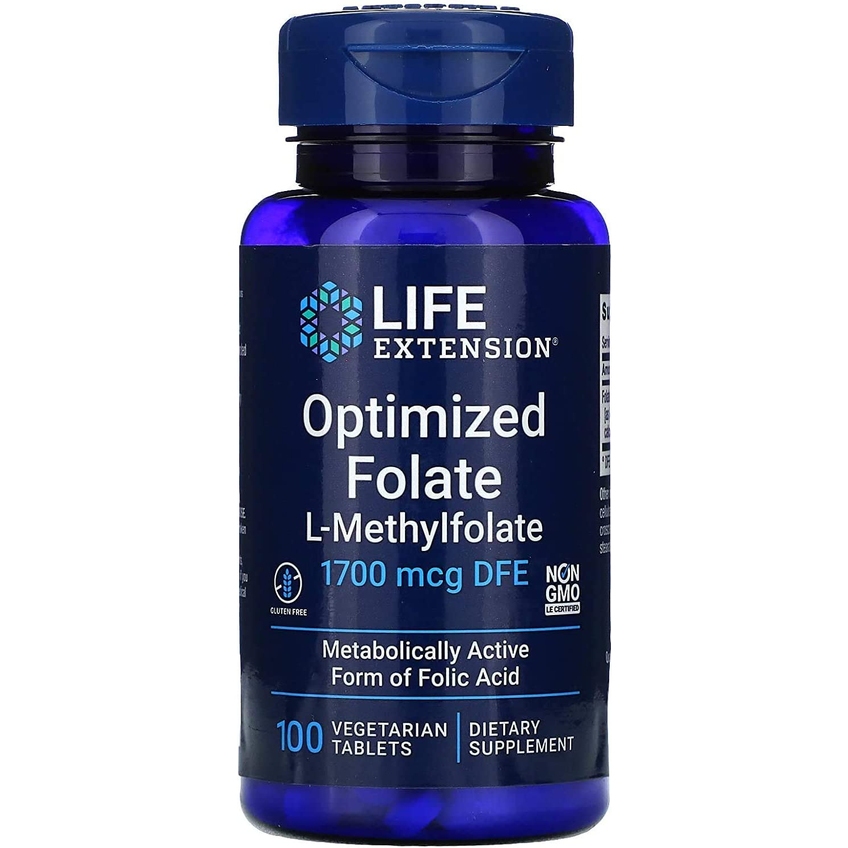 Оптимизированный фолат DFE / Optimized Folate DFE, Life Extension, 1700 мкг, 100 таблеток