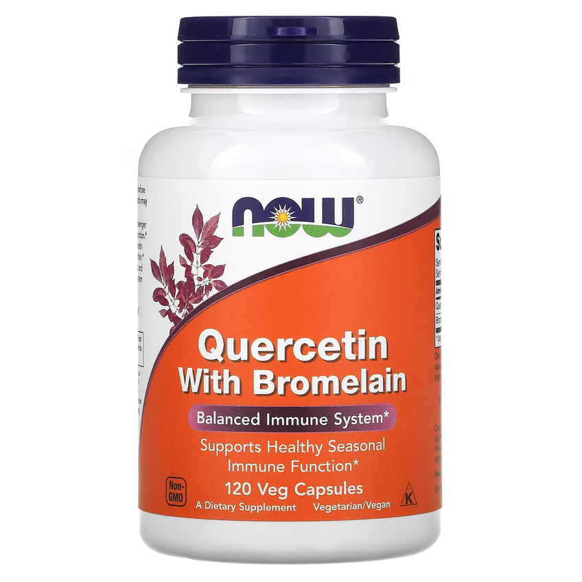 Кверцетин із бромелаїном / Quercetin With Bromelain, Now Foods, 120 вегетаріанських капсул