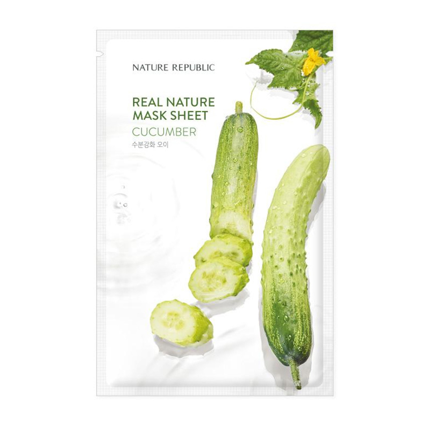 Тканевая маска для лица с экстрактом огурца Nature Republic Real Nature Mask Sheet Cucumber