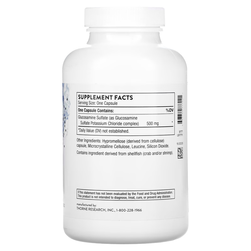 Сульфат глюкозаміну / Glucosamine Sulfate, Thorne Research, 500 мг, 180 капсул