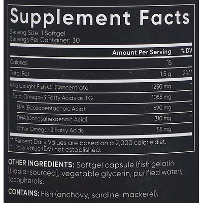 Омега-3 из рыбьего жира тройной силы / Omega-3 Fish Oil, Triple Strength, Sports Research, 1250 мг / 1055 мг, 30 гелевых капсул