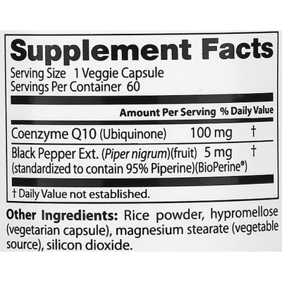 Коэнзим Q10 с высокой степенью усвоения с биоперином / CoQ10 with BioPerine, Doctor's Best, 100 мг, 60 гелевых капсул
