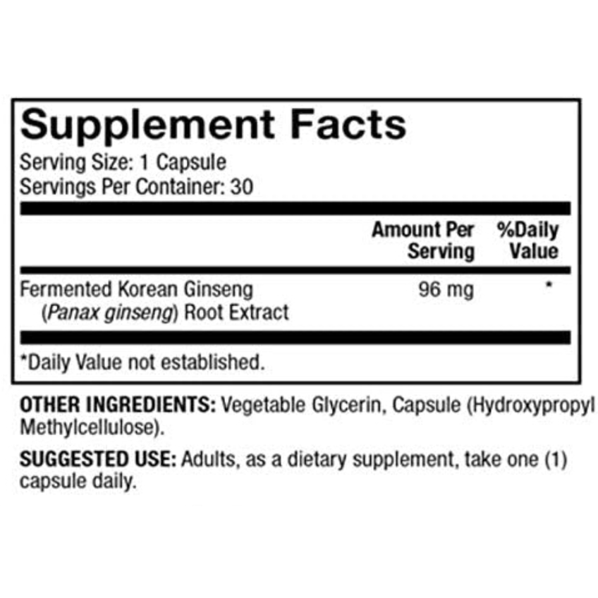 Корейский женьшень ферментированный / Fermented Ginseng, Dr. Mercola, 96 мг, 30 капсул