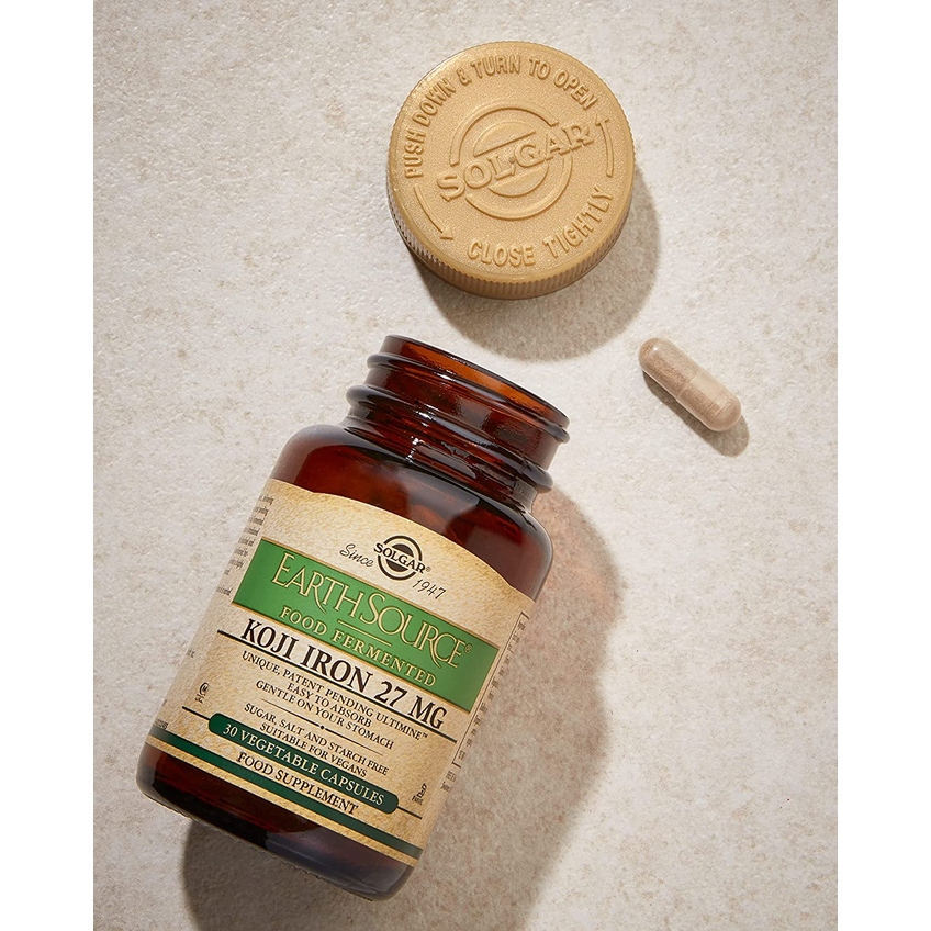 Железо коджи ферментированное / EarthSource Food Fermented Koji Iron, Solgar, 27 мг, 30 вегетарианских капсул