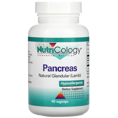 Панкреас, натуральний залізистий матеріал / Pancreas Natural Glandular (Lamb), Nutricology, 425 мг, 90 капсул
