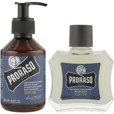 Подарочный набор по уходу за бородой Proraso Azur Lime (шампунь для бороды, бальзам по уходу за бородой)