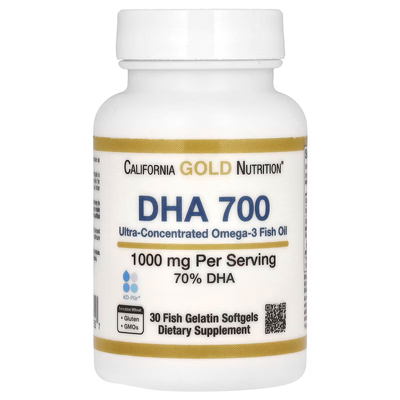 ДГК 700 из рыбьего жира / DHA 700 Fish Oil, Ultra-Concentrated, California Gold Nutrition, 1000 мг / 700 мг, 30 гелевых капсул
