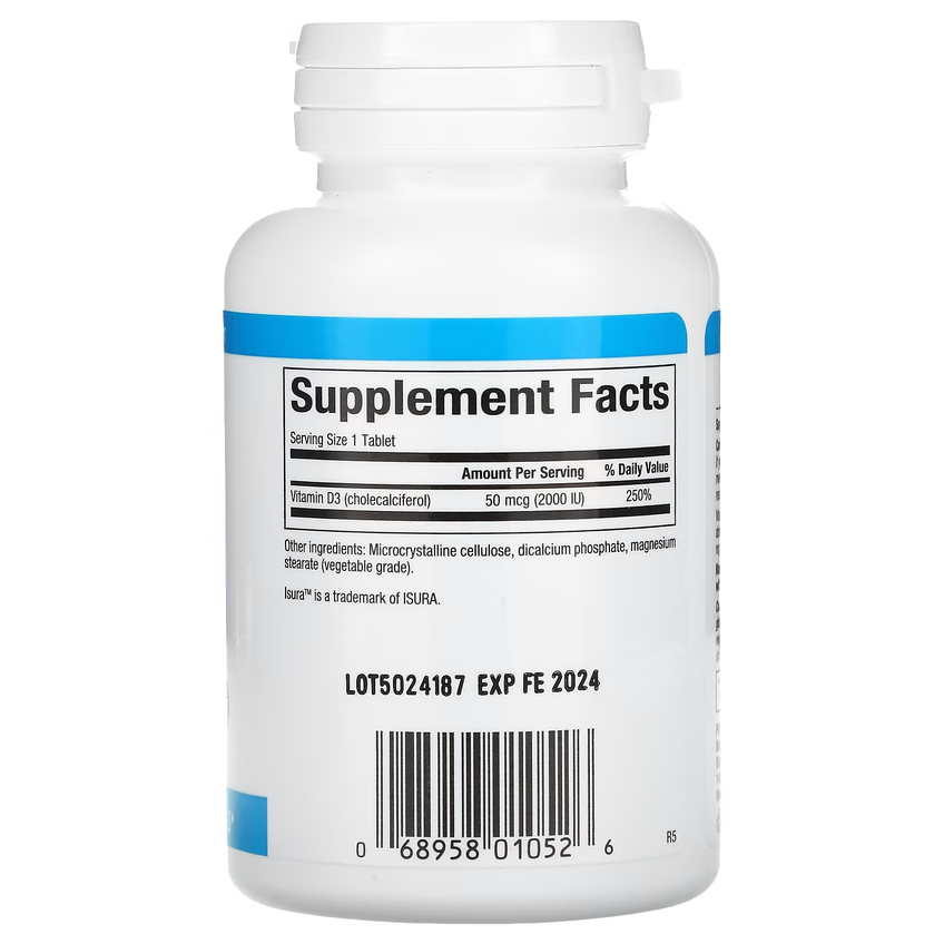 Витамин D3 / Vitamin D3, Natural Factors, 50 мкг (2000 МЕ), 90 таблеток