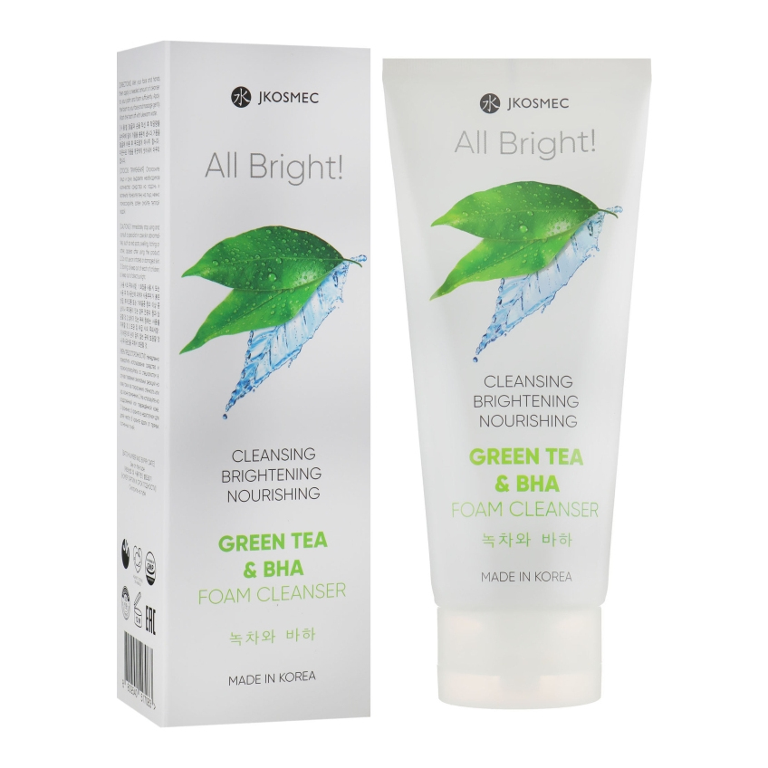 Пенка для умывания с экстрактом зеленого чая и BHA Jkosmec All Bright Basic Green Tea and BHA Foam Cleanser