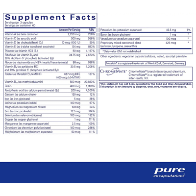 Мультивитамины и минералы / Nutrient 950, Pure Encapsulations, 180 капсул