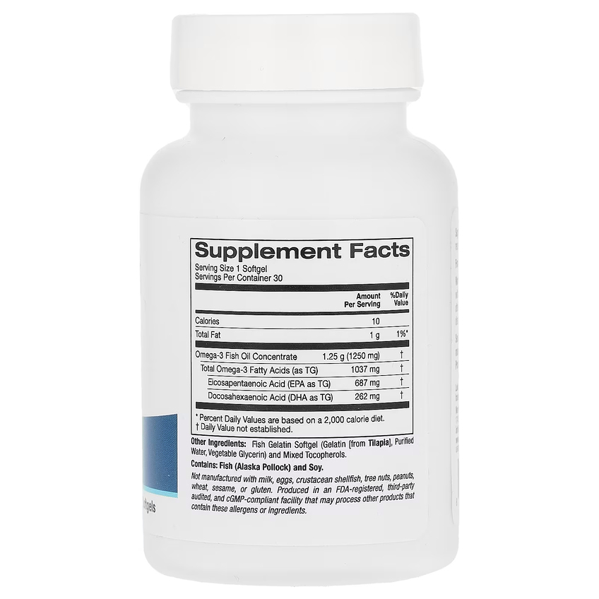 Омега-3 из рыбьего жира / Omega-3 Fish Oil, Lake Avenue Nutrition, 1250 мг / 1037 мг, 30 гелевых капсул