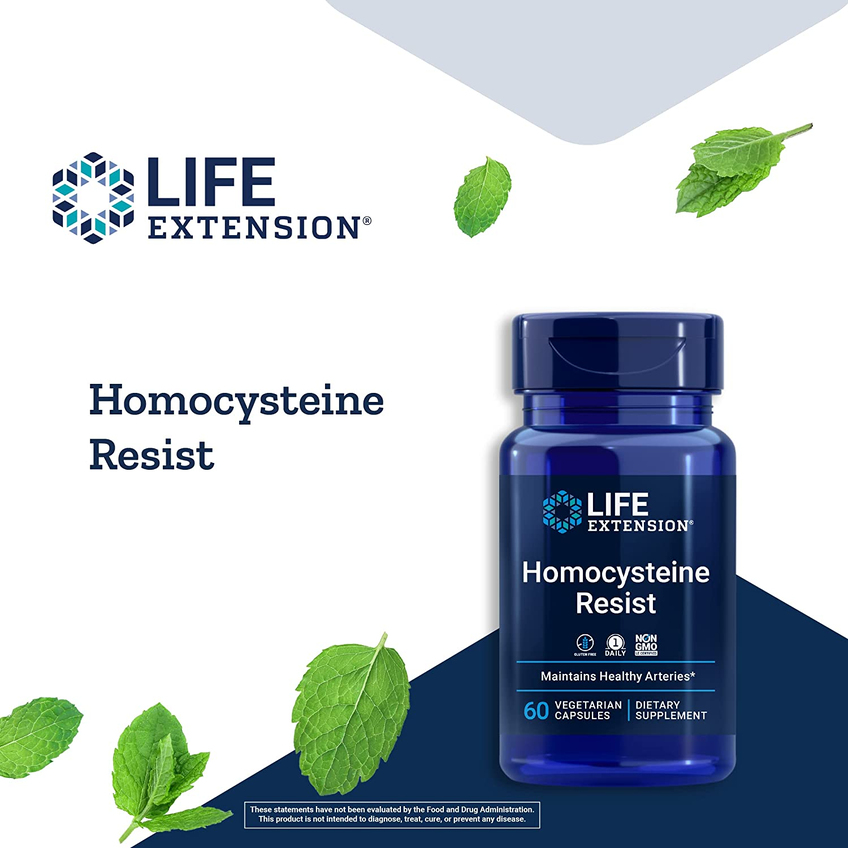 Добавка для поддержания здорового уровня гомоцистеина / Homocysteine Resist, Life Extension, 60 капсул