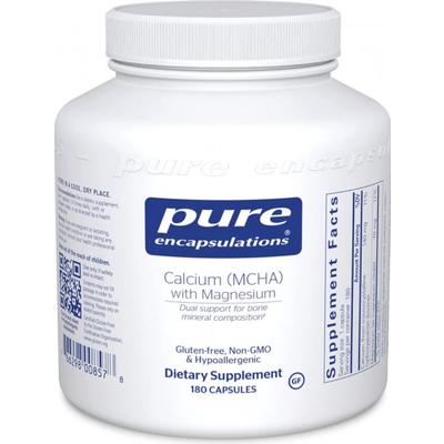 Кальций с магнием / Calcium (MCHA) with Magnesium, Pure Encapsulations, 180 капсул