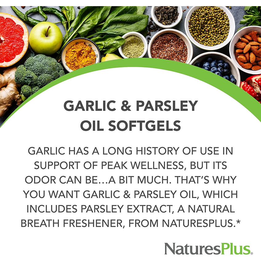 Масло чеснока и петрушки / Garlic and Parsley Oil, Nature's Plus, 180 капсул