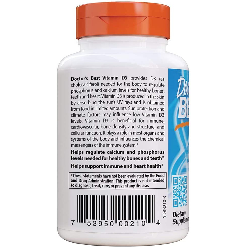 Витамин D3 / Vitamin D3, Doctor's Best, 50 мкг, 180 гелевых капсул