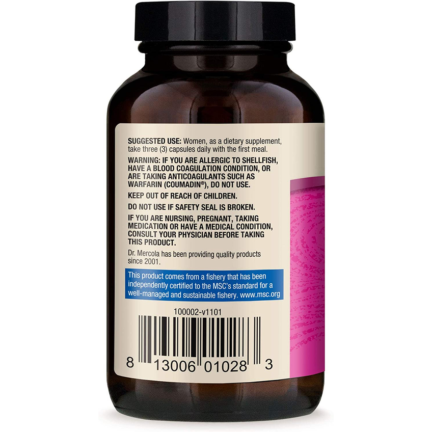 Масло антарктического криля для женщин / Antarctic Krill Oil for Women, Dr. Mercola, 270 капсул