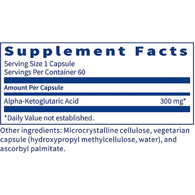 Альфа-кетоглутарова кислота / Alpha-Ketoglutaric Acid, Klaire Lab, 300 мг, 60 капсул