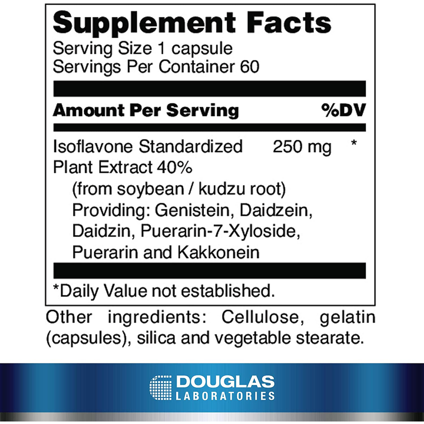 Изофлавоны-250 с генистеином / Isoflavone-250 with Genistein, Douglas Laboratories, 250 мг, 60 капсул