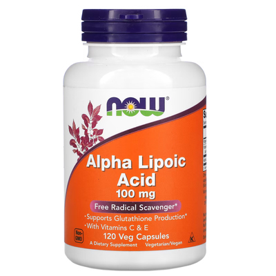 Альфа-липоевая кислота / Alpha Lipoic Acid, Now Foods, 100 мг, 120 вегетарианских капсул