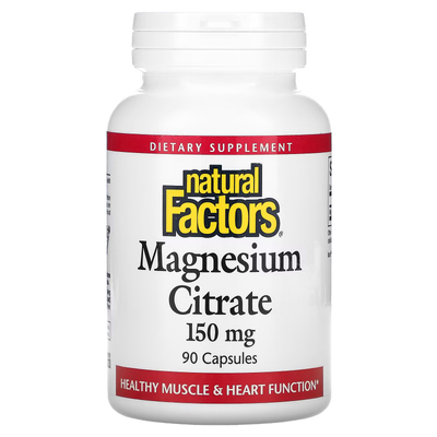 Цитрат магнію / Magnesium Citrate, Natural Factors, 150 мг, 90 капсул