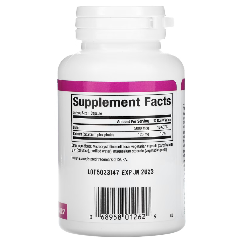 Біотин / Biotin, Natural Factors, 5000 мкг, 60 вегетаріанських капсул
