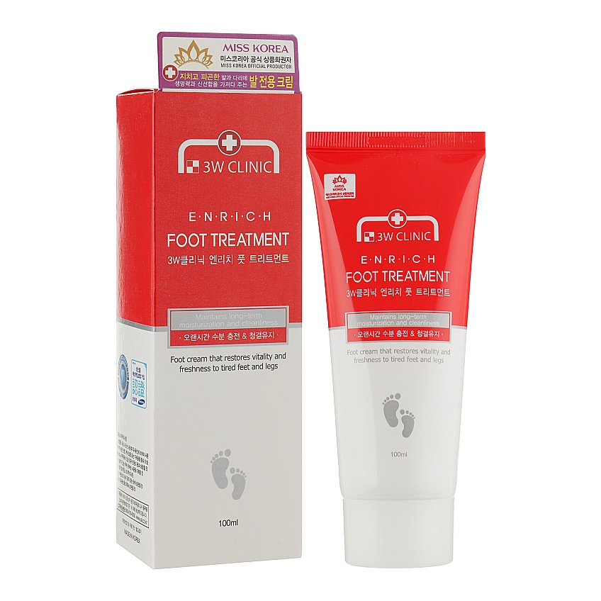 Восстановительный крем для усталых ног 3W Clinic Enrich Foot Treatment