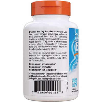 Экстракт ягод годжи / Goji Berry Extract, Doctor's Best, 600 мг, 120 капсул