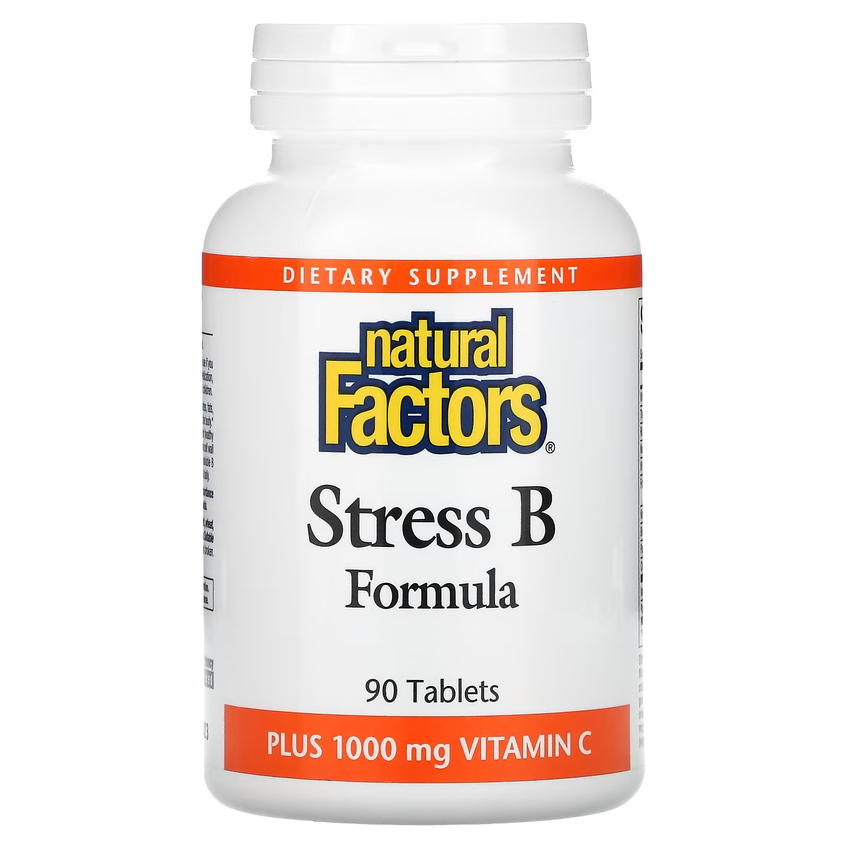 Стрес B формула с витамином C / Stress B Formula, Natural Factors, 1000 мг, 90 таблеток