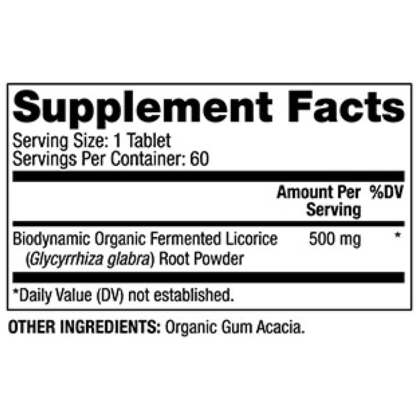 Биодинамик, ферментированная сладкая с ферментами / Biodynamic Organic Fermented Chewable Licorice, Dr. Mercola, 500 мг, 60 таблеток