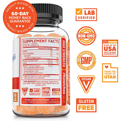 Витамин C+ / Vitamin C + Orange Blast, Zhou Nutrition, 60 жевательных таблеток