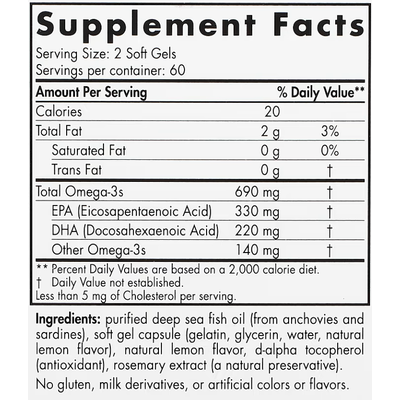 Омега-3 зі смаком лимона / Omega-3 Lemon, Nordic Naturals, 120 гелевих капсул