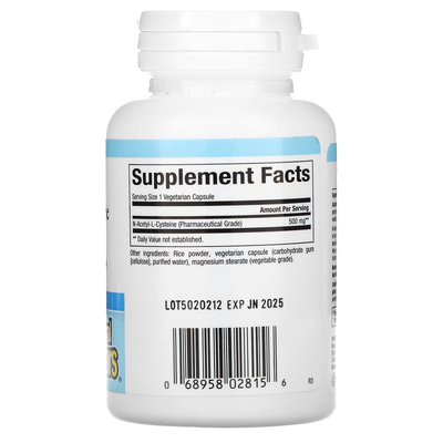 Ацетилцистеин / N-Acetyl-L Cysteine (NAC), Natural Factors, 500 мг, 90 вегетарианских капсул