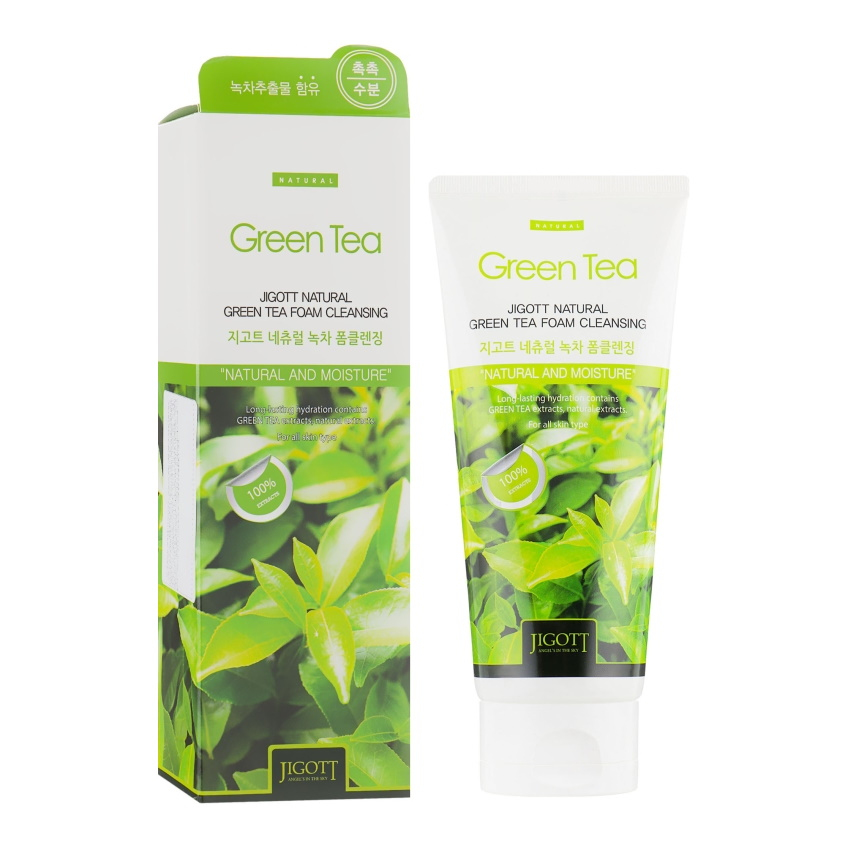 Очистительная пенка с экстрактом зеленого чая Jigott Natural Green Tea Foam Cleansing