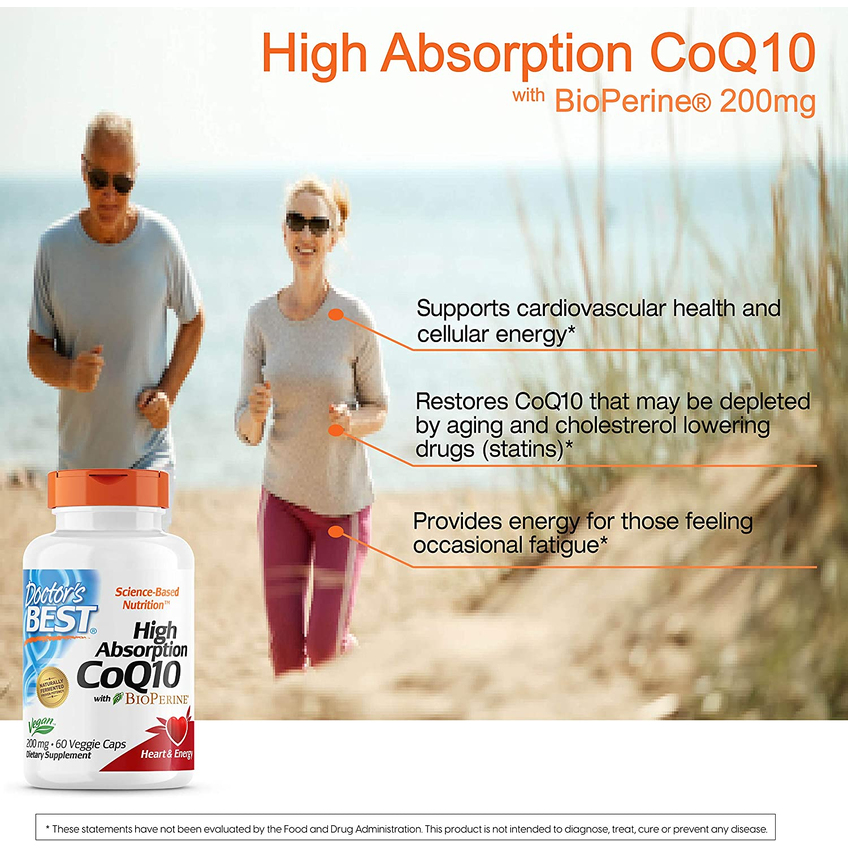 Высокоусвояемый коэнзим Q10 с биоперином / High Absorption CoQ10 with BioPerine, Doctor's Best, 200 мг, 60 капсул