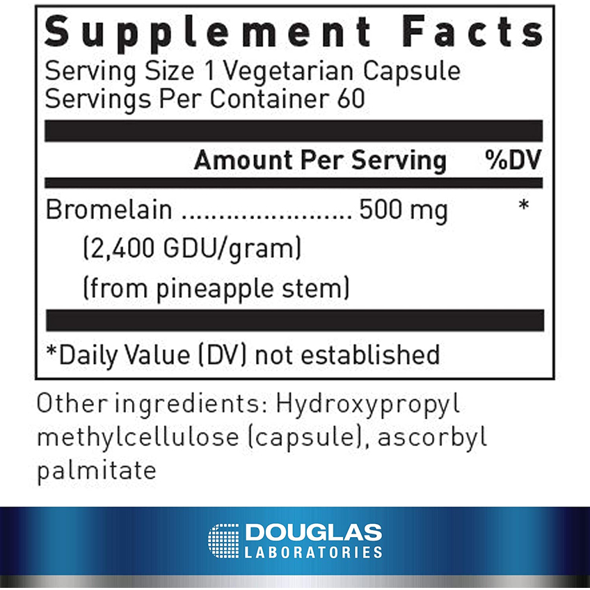 Бромелайн / Bromelain, Douglas Laboratories, 500 мг, 60 капсул