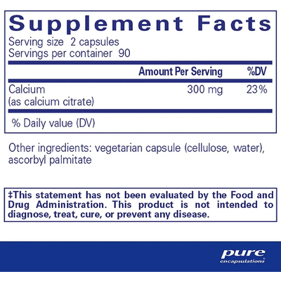 Кальцій (цитрат) / Calcium (citrate), Pure Encapsulations, 150 мг, 180 капсул