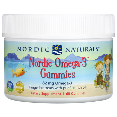 Омега-3 со вкусом мандарина / Nordic Omega-3, Nordic Naturals, 82 мг, 60 жевательных конфет