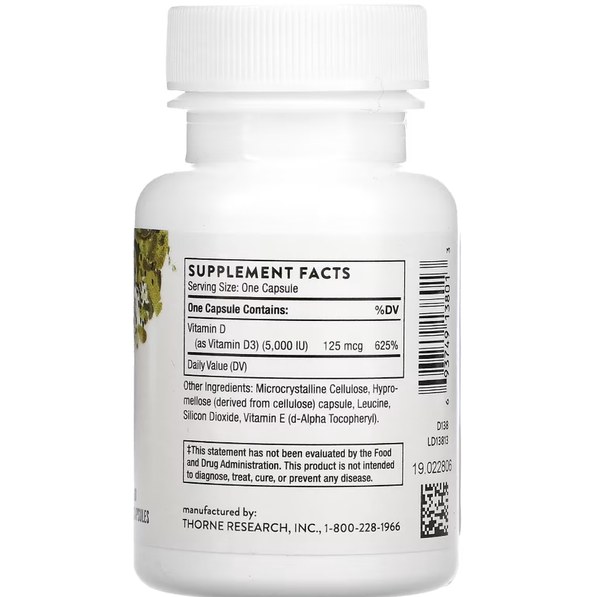 Витамин D3 / Vitamin D3, Thorne Research, 125 мкг (5000 МО), 60 капсул