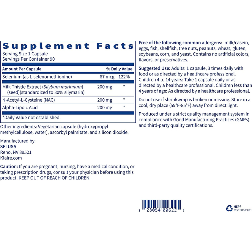 Поддержка и детоксикация печени / Hepatothera Forte, Klaire Labs, 90 капсул