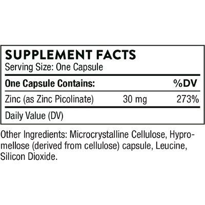 Пиколинат цинка с удвоенной эффективностью / Zinc Picolinate, Thorne Research, 30 мг, 60 капсул