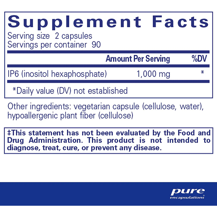ИФ6 (инозитол гексафосфат) / IP6 (Inositol Hexaphosphate), Pure Encapsulations, 500 мг, 180 капсул