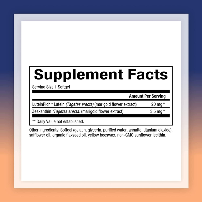 Лютеин / Lutein, Natural Factors, 20 мг, 120 гелевых капсул