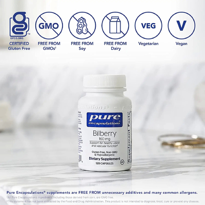 Экстракт черники / Bilberry, Pure Encapsulations, 160 мг, 120 капсул