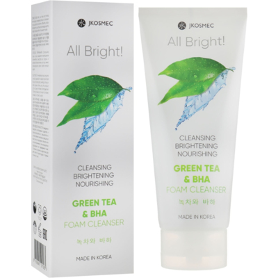 Пінка для вмивання з екстрактом зеленого чаю і BHA Jkosmec All Bright Basic Green Tea and BHA Foam Cleanser