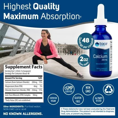 Кальций ионизированный жидкий / Liquid Ionic Calcium, Trace Minerals Research, 200 мг, 59 мл