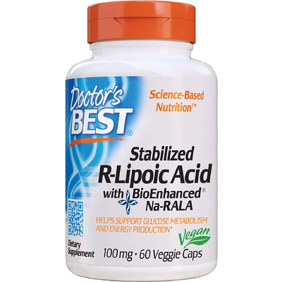 Стабілізована R-ліпоєва кислота / Stabilized R-Lipoic Acid, Doctor's Best, 100 мг, 60 капсул