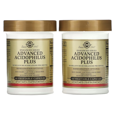 Улучшенный ацидофильный плюс комплекс пробиотиков / Advanced Acidophilus Plus, Solgar, 120 вегетарианских капсул