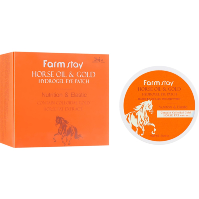 Гидрогелевые патчи с золотом и конским жиром FarmStay Jeju Horse Oil & Gold Hydrogel Eye Patch