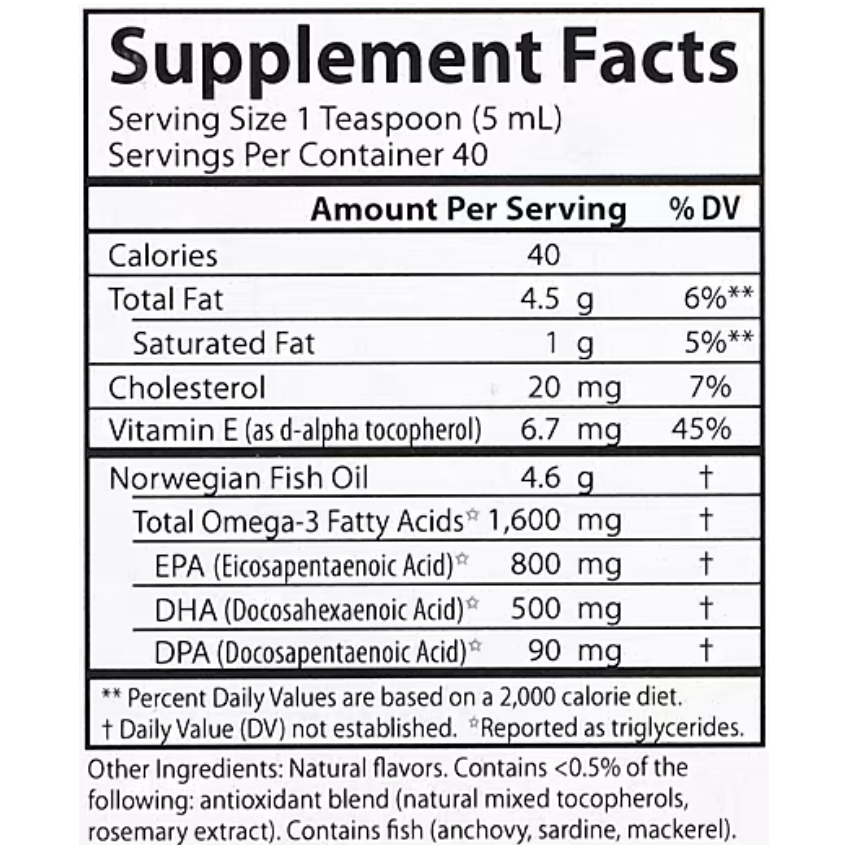 Риб'ячий жир з лимонним смаком / Norwegian The Very Finest Fish Oil Natural Lemon Flavor, Carlson Labs, 200 мл