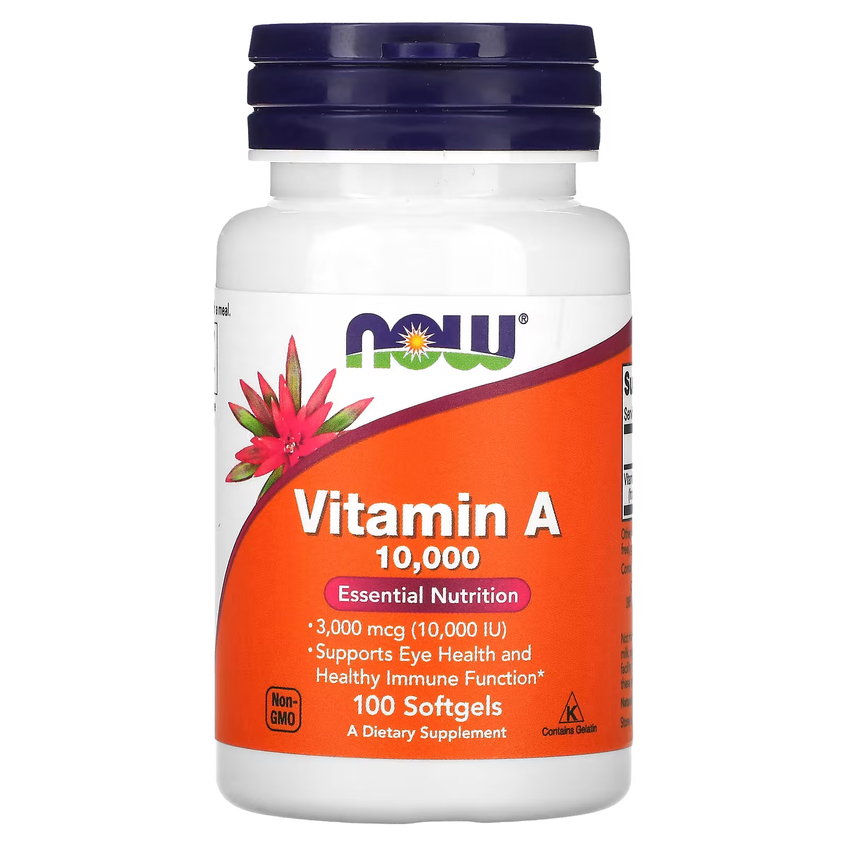 Витамин А / Vitamin A, Now Foods, 3000 мкг (10000 МЕ), 100 гелевых капсул